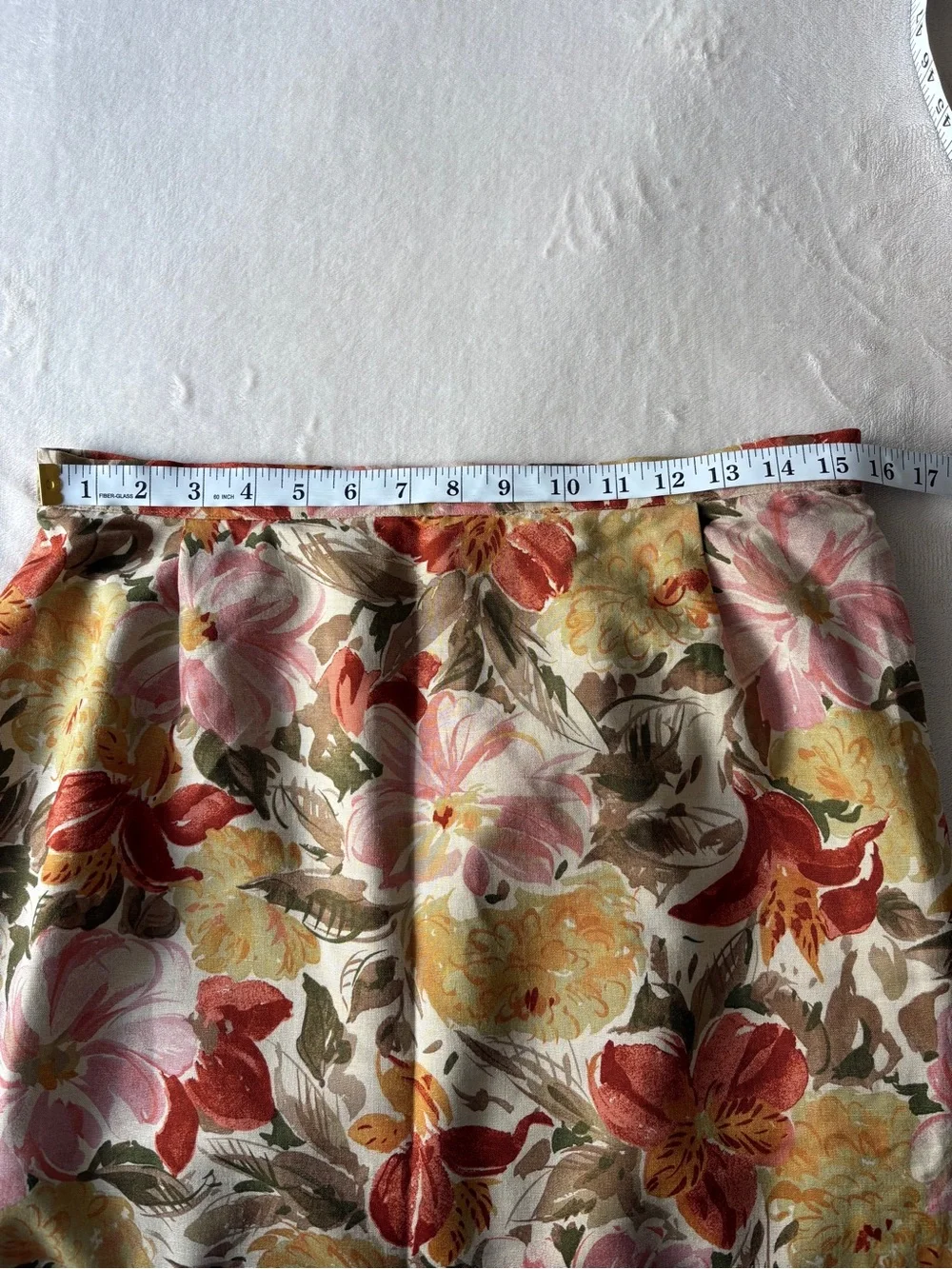 Linen Blend St. Michael (Marks & Spencer) Floral Pencil Skirt Made in UK 8-10 - Picture 4 of 13